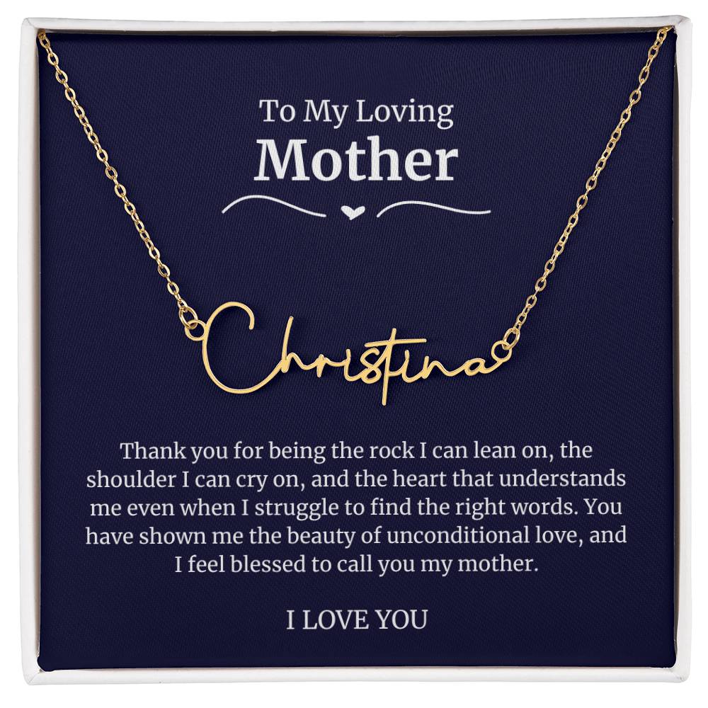 To My Loving Mother Script Name Necklace