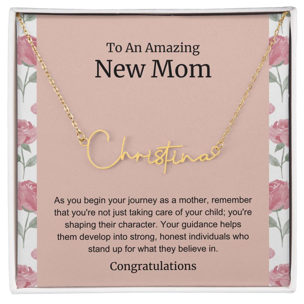 To An Amazing New Mom Personalized Script Name Necklace