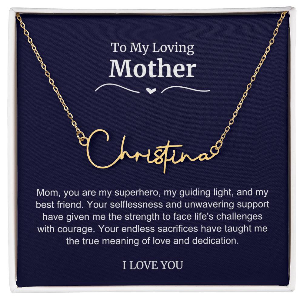 To My Loving Mother Script Name Necklace