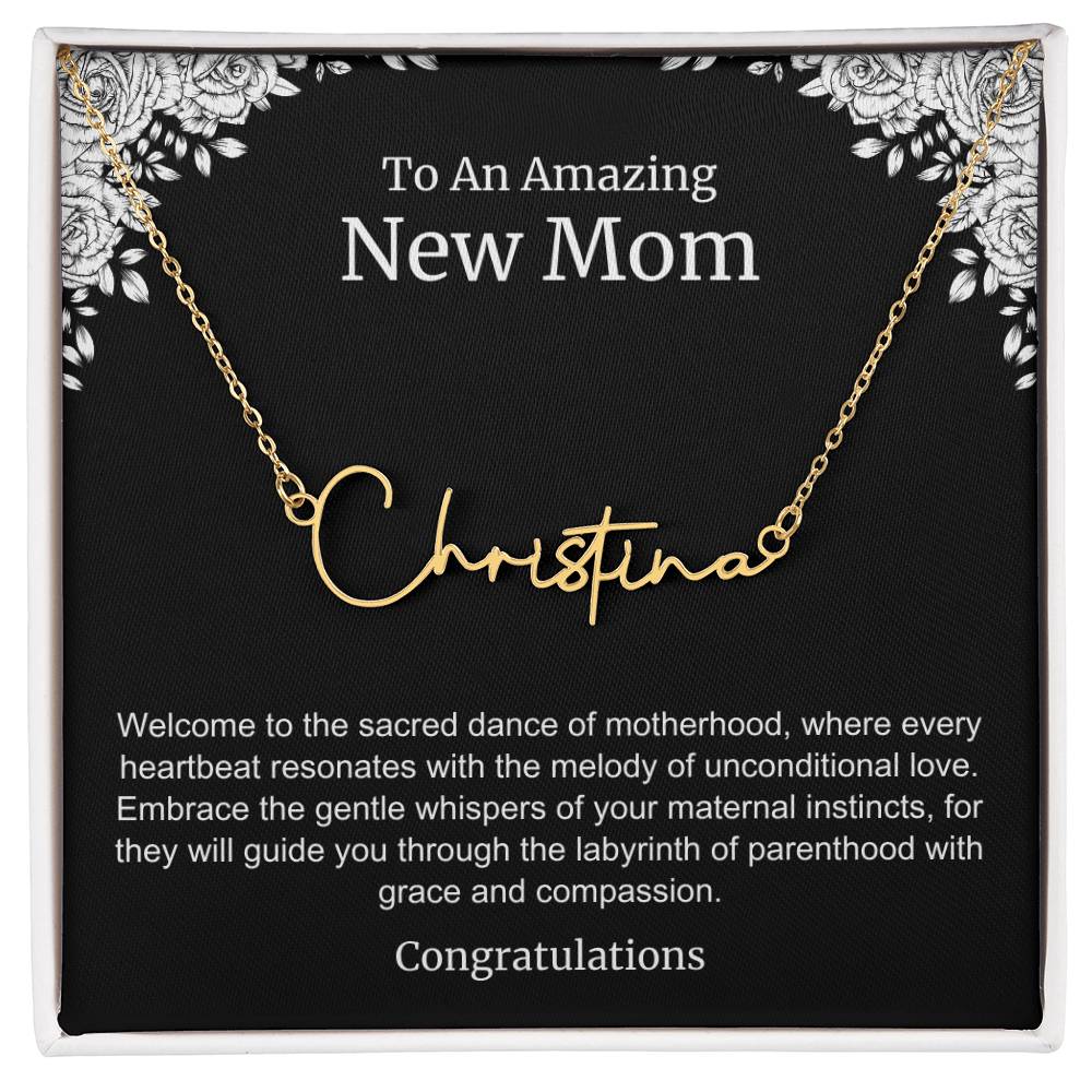 To An Amazing New Mom Personalized Script Name Necklace