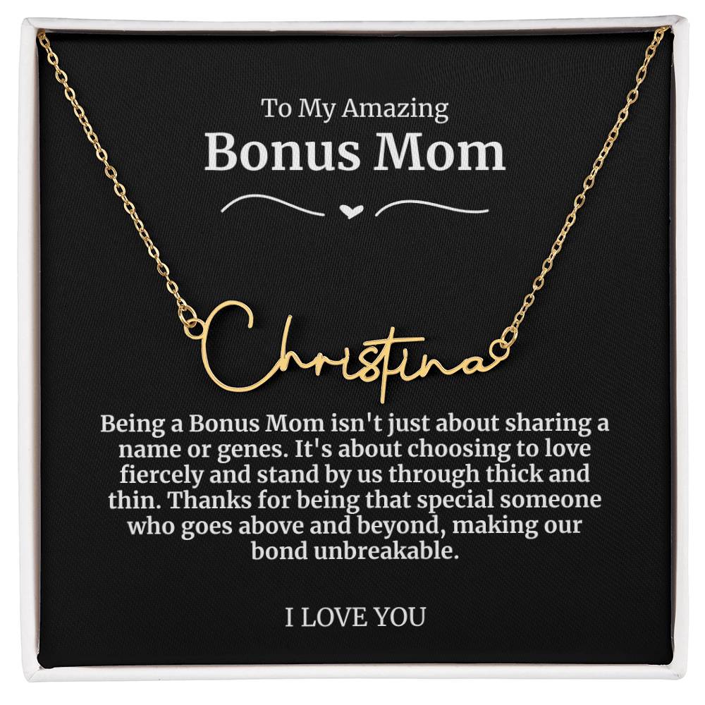 To My Amazing Bonus Mom Signature Necklace