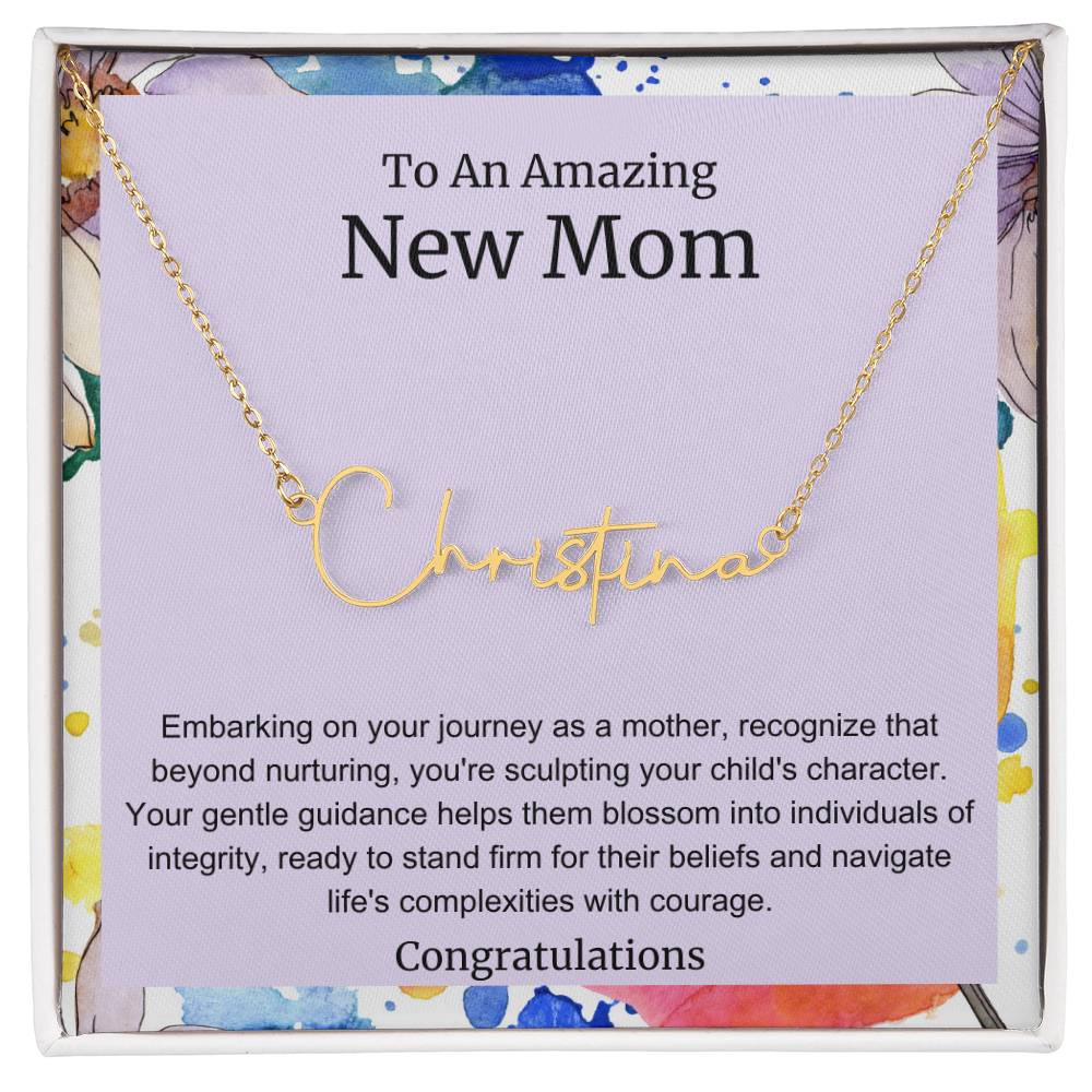 To An Amazing New Mom Personalized Script Name Necklace