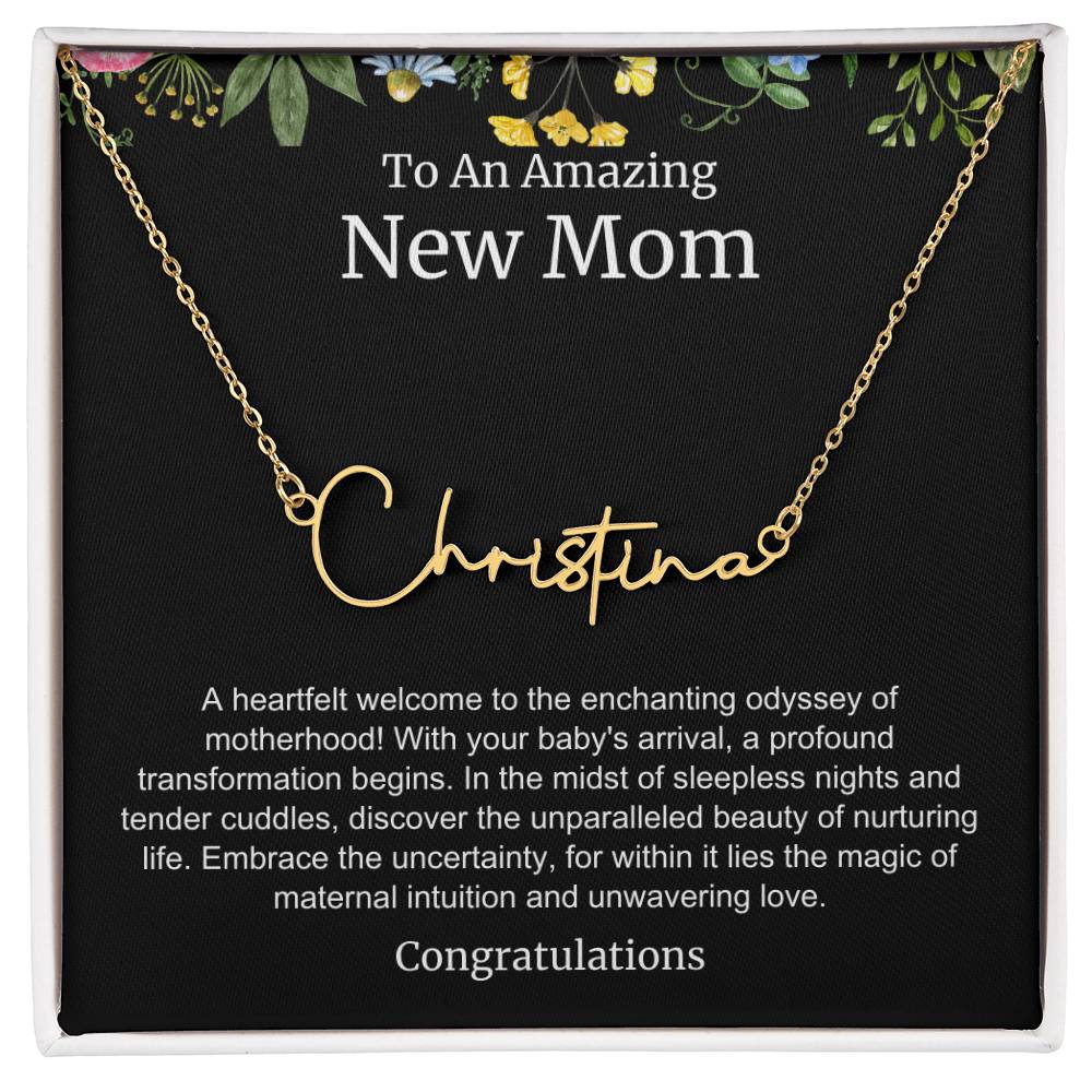 To An Amazing New Mom Personalized Script Name Necklace