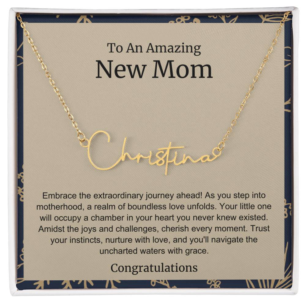 To An Amazing New Mom Personalized Script Name Necklace