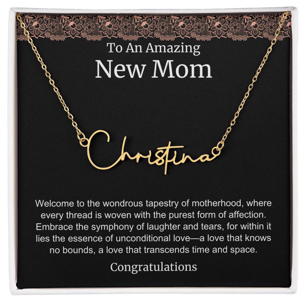 To An Amazing New Mom Personalized Script Name Necklace