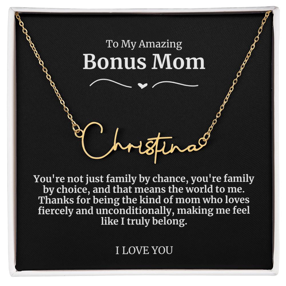 To My Amazing Bonus Mom Signature Necklace