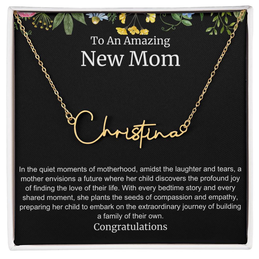 To An Amazing New Mom Personalized Script Name Necklace