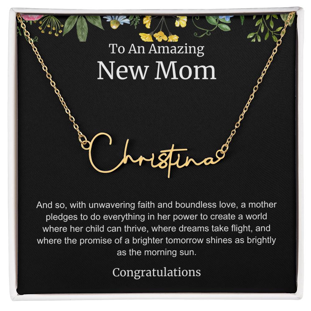 To An Amazing New Mom Personalized Script Name Necklace