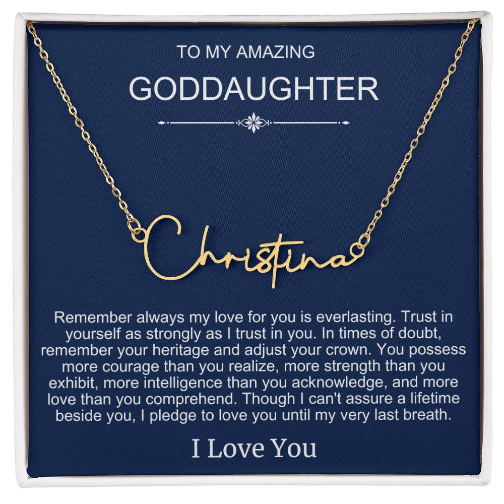 Beautiful Gift To Goddaughter from God Parent Name Necklace