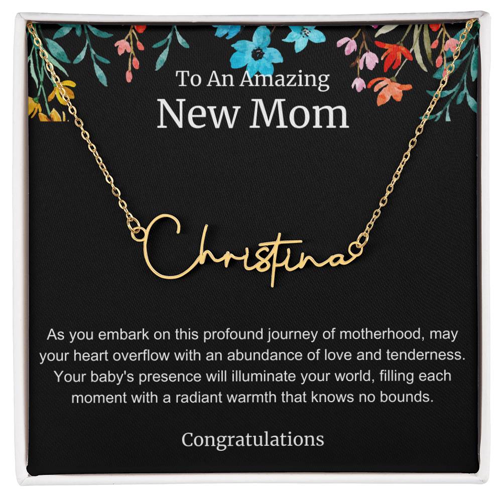 To An Amazing New Mom Personalized Script Name Necklace