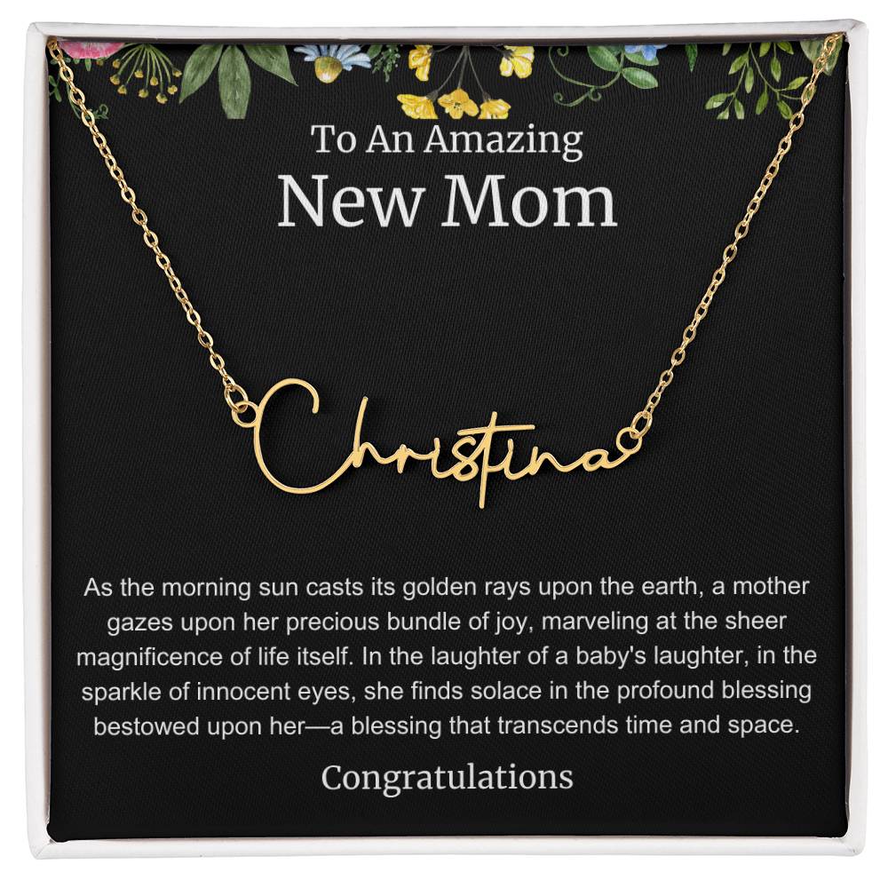 To An Amazing New Mom Personalized Script Name Necklace