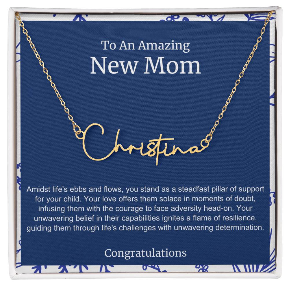 To An Amazing New Mom Personalized Script Name Necklace