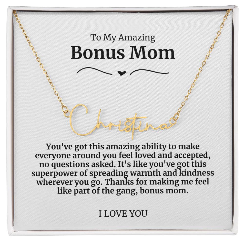 To My Amazing Bonus Mom Signature Necklace