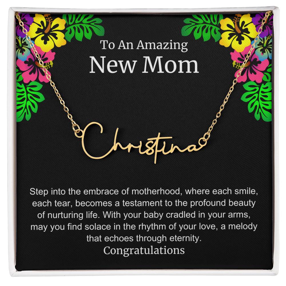 To An Amazing New Mom Personalized Script Name Necklace