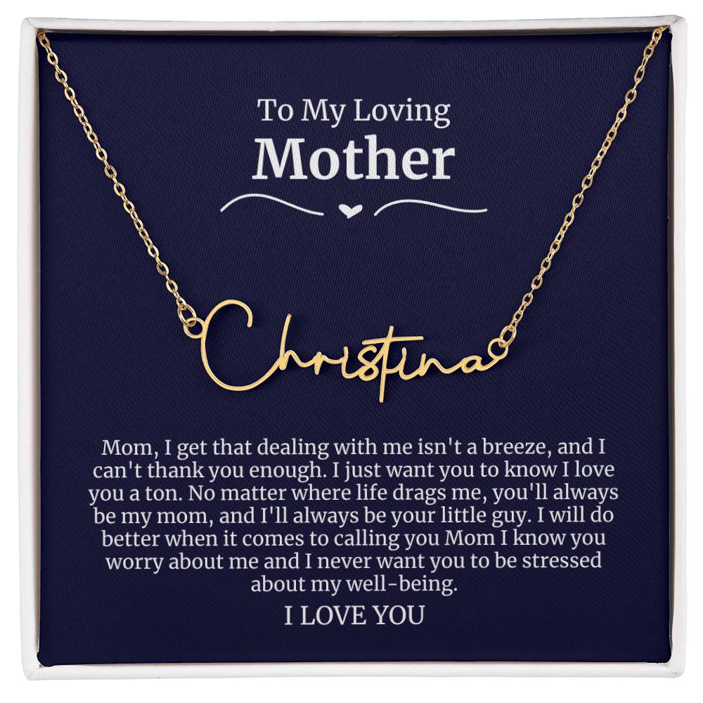 To My Loving Mother Script Name Necklace