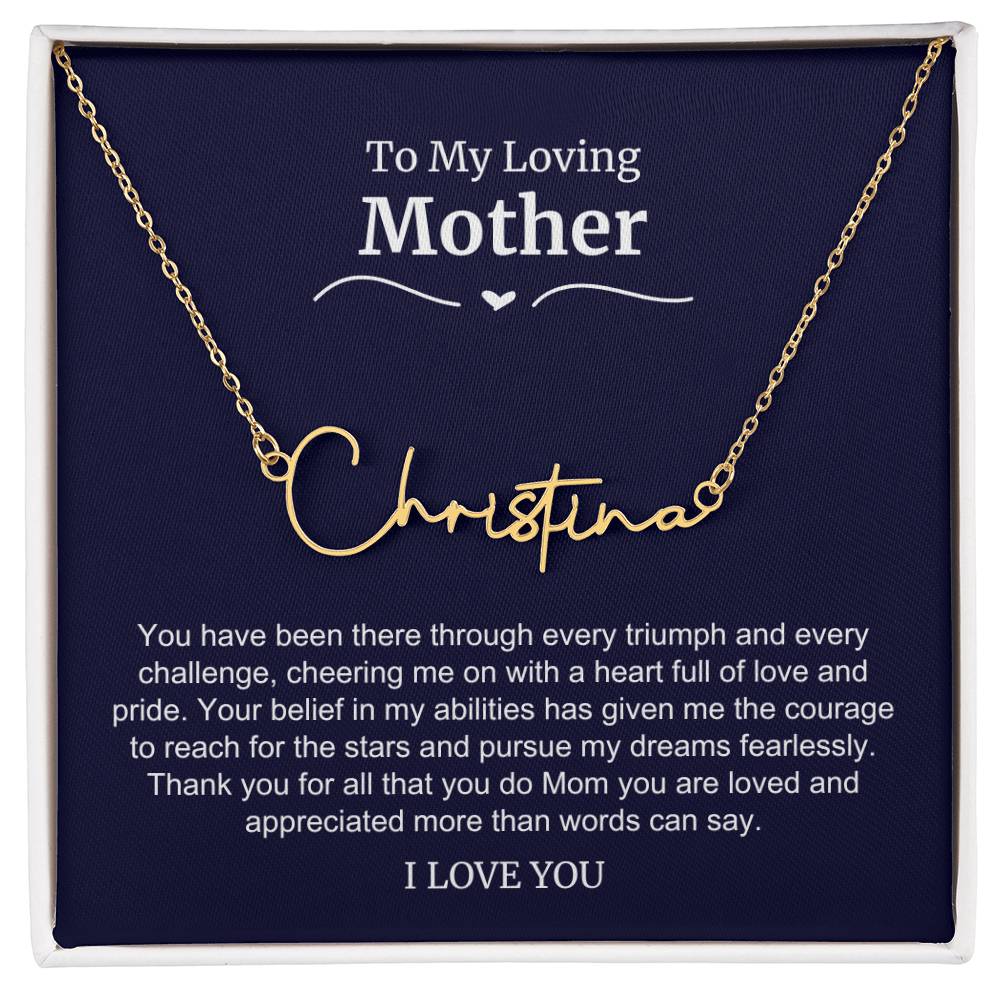 To My Loving Mother Script Name Necklace