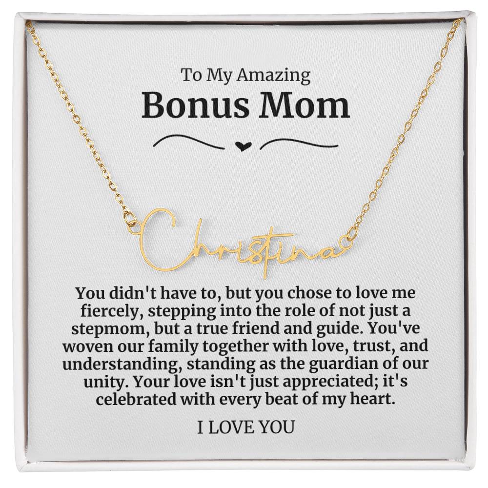 To My Amazing Bonus Mom Signature Necklace