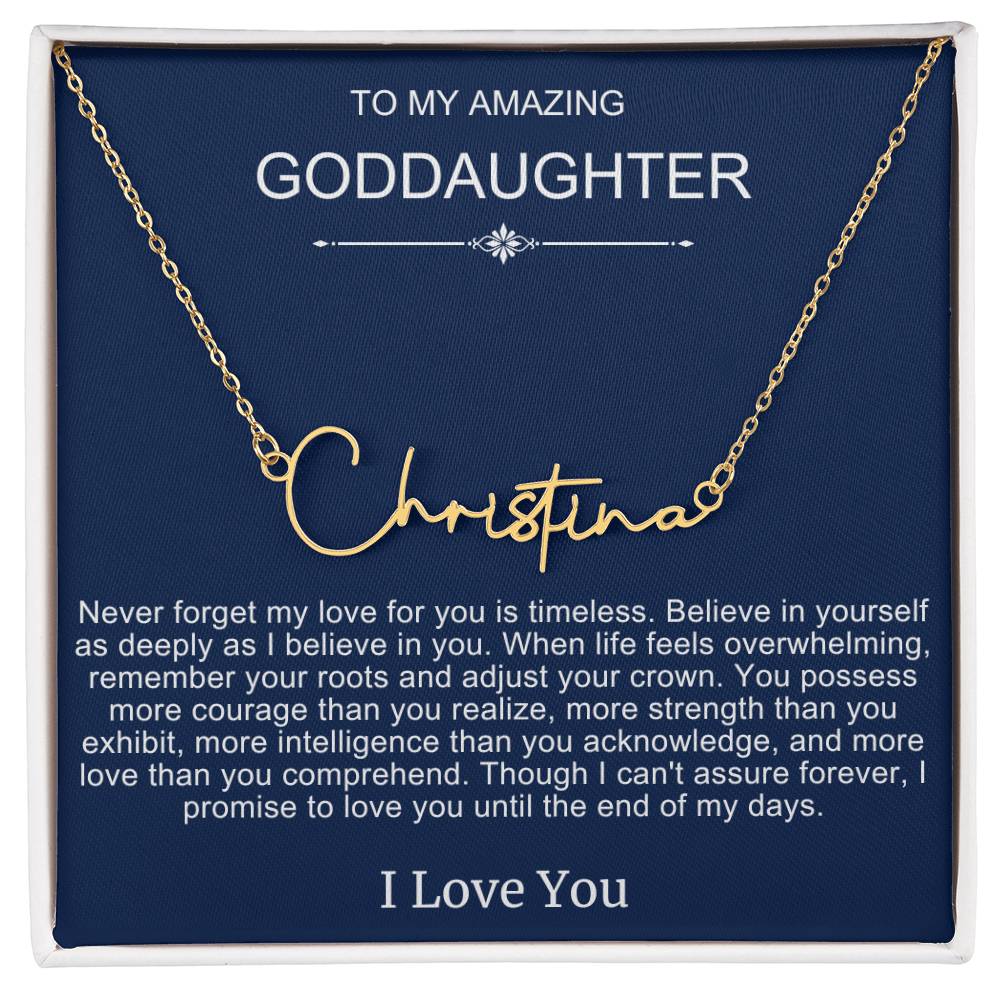 Beautiful Gift To Goddaughter from God Parent Name Necklace