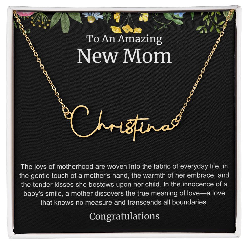 To An Amazing New Mom Personalized Script Name Necklace