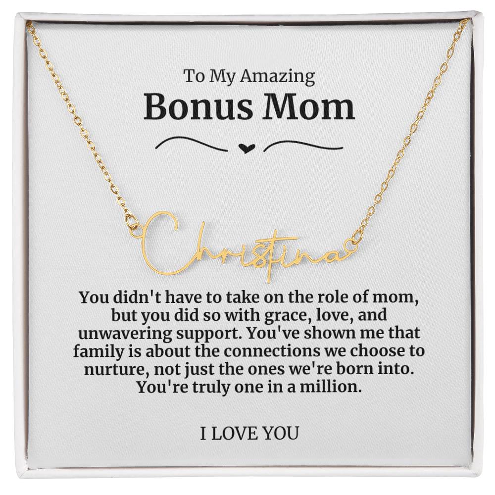 To My Amazing Bonus Mom Signature Necklace