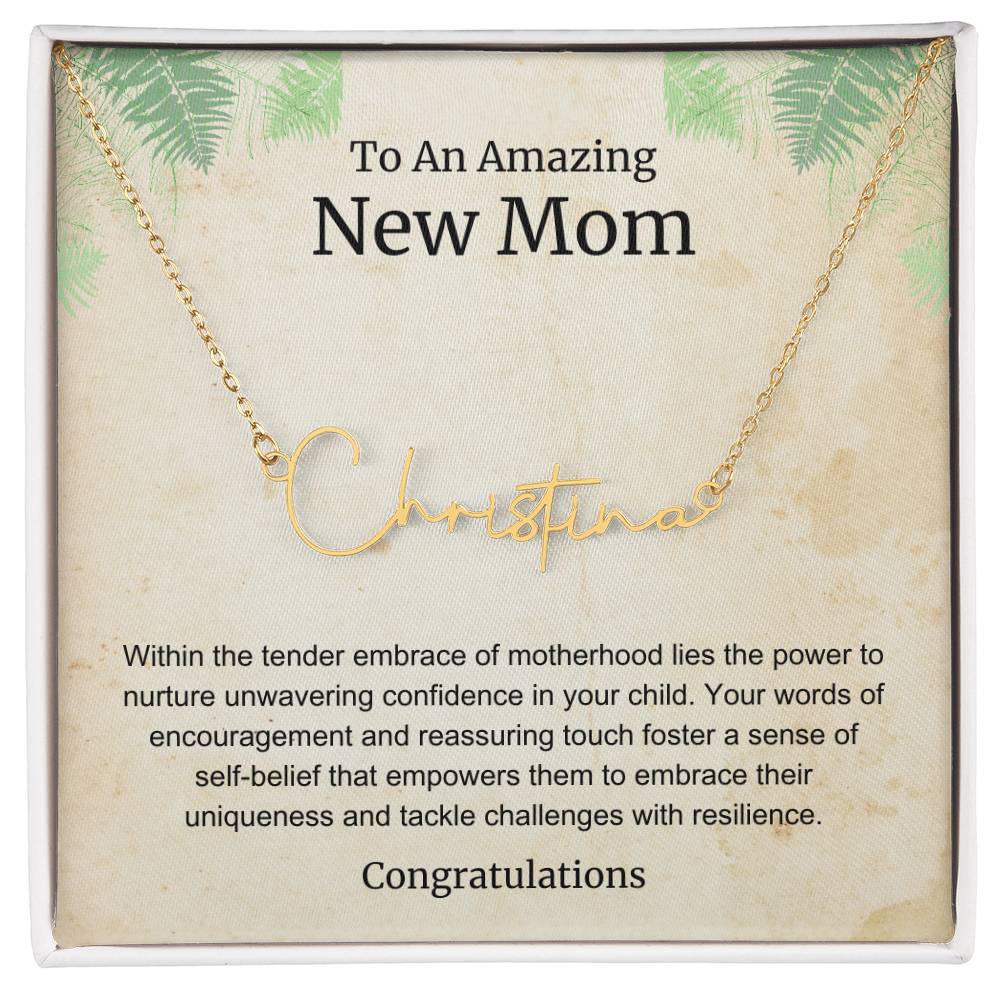 To An Amazing New Mom Personalized Script Name Necklace