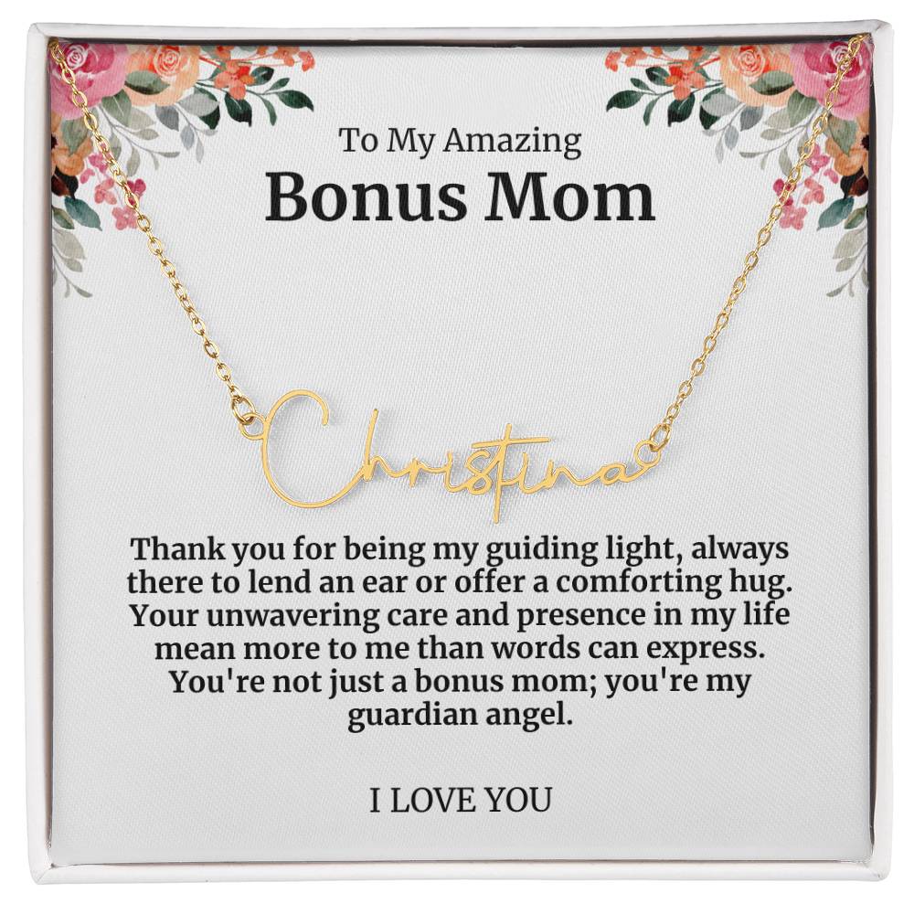 To My Amazing Bonus Mom Signature Necklace