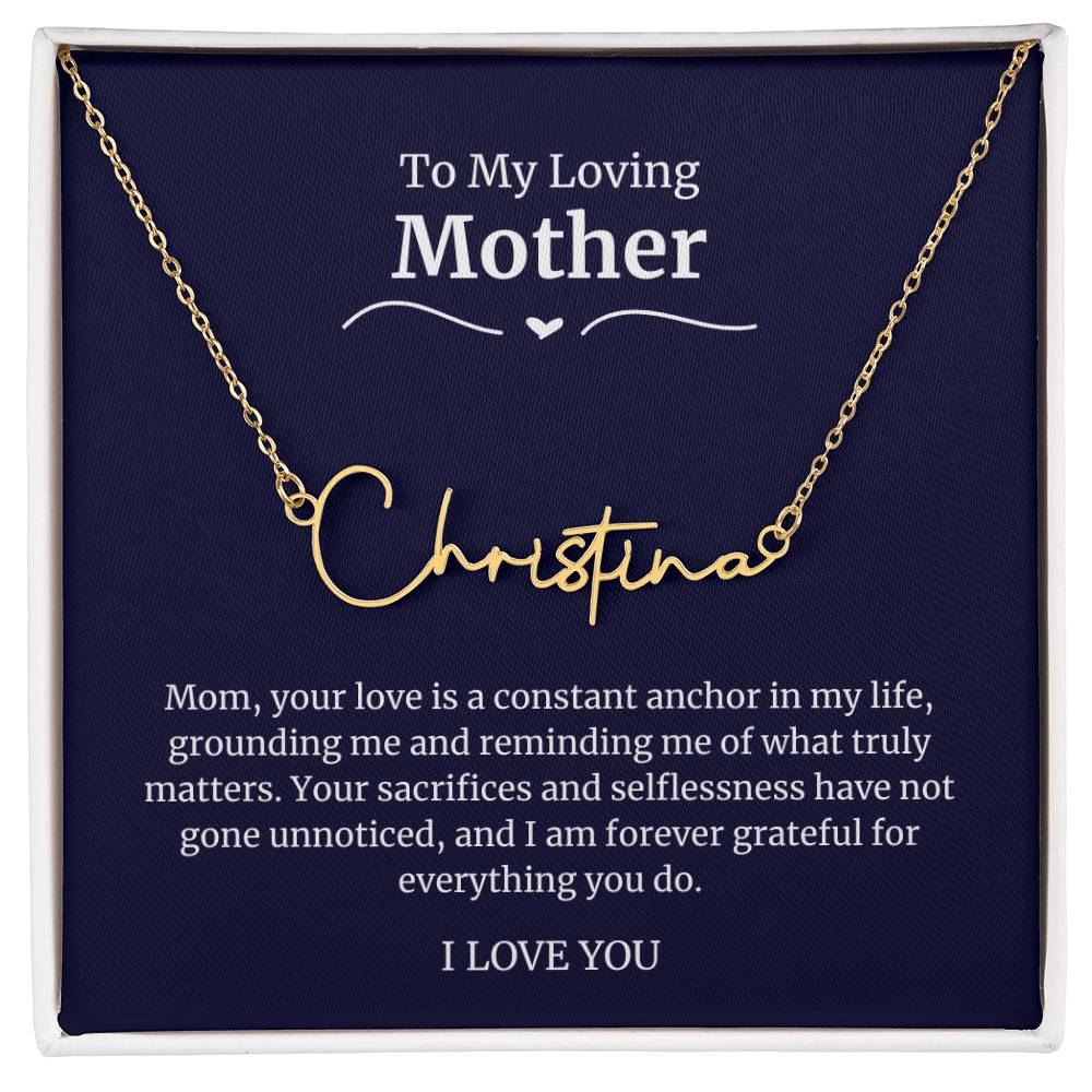 To My Loving Mother Script Name Necklace