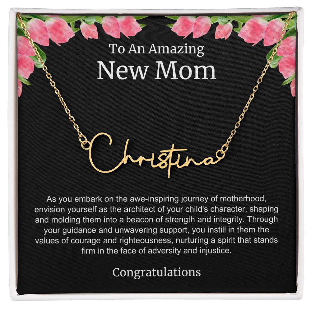 To An Amazing New Mom Personalized Script Name Necklace