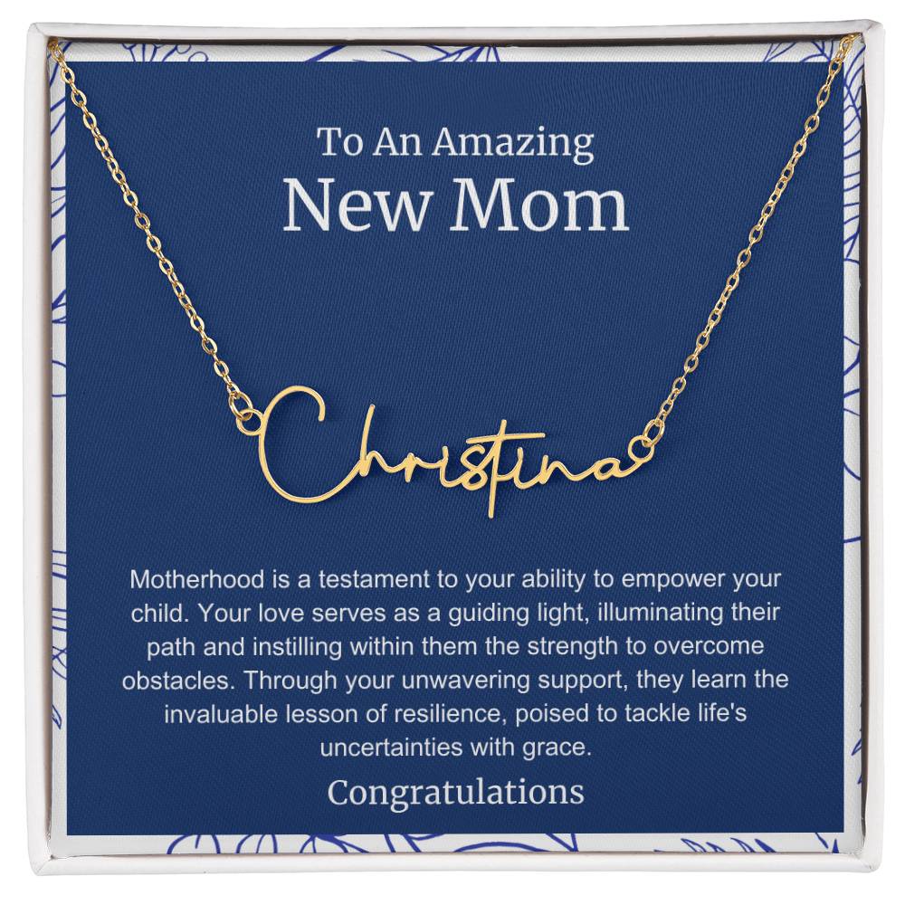 To An Amazing New Mom Personalized Script Name Necklace