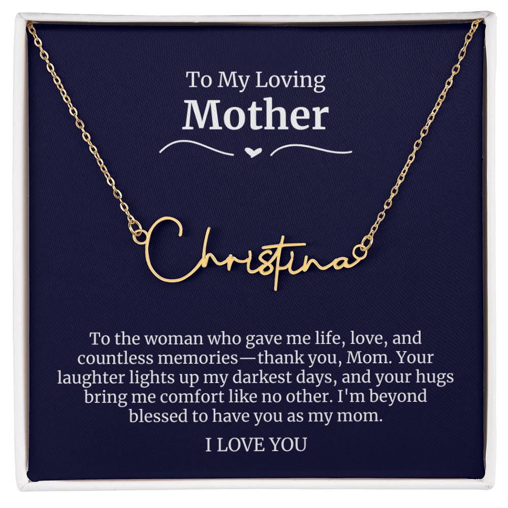 To My Loving Mother Script Name Necklace