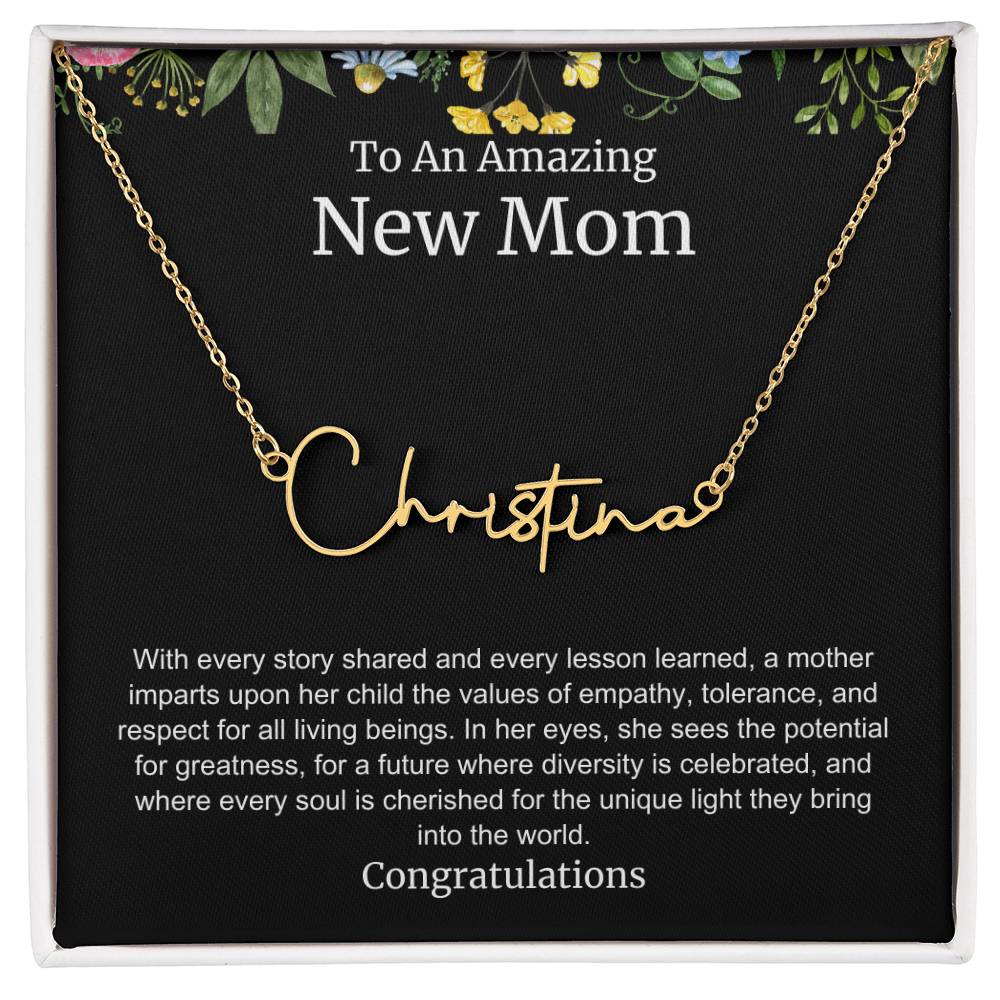 To An Amazing New Mom Personalized Script Name Necklace