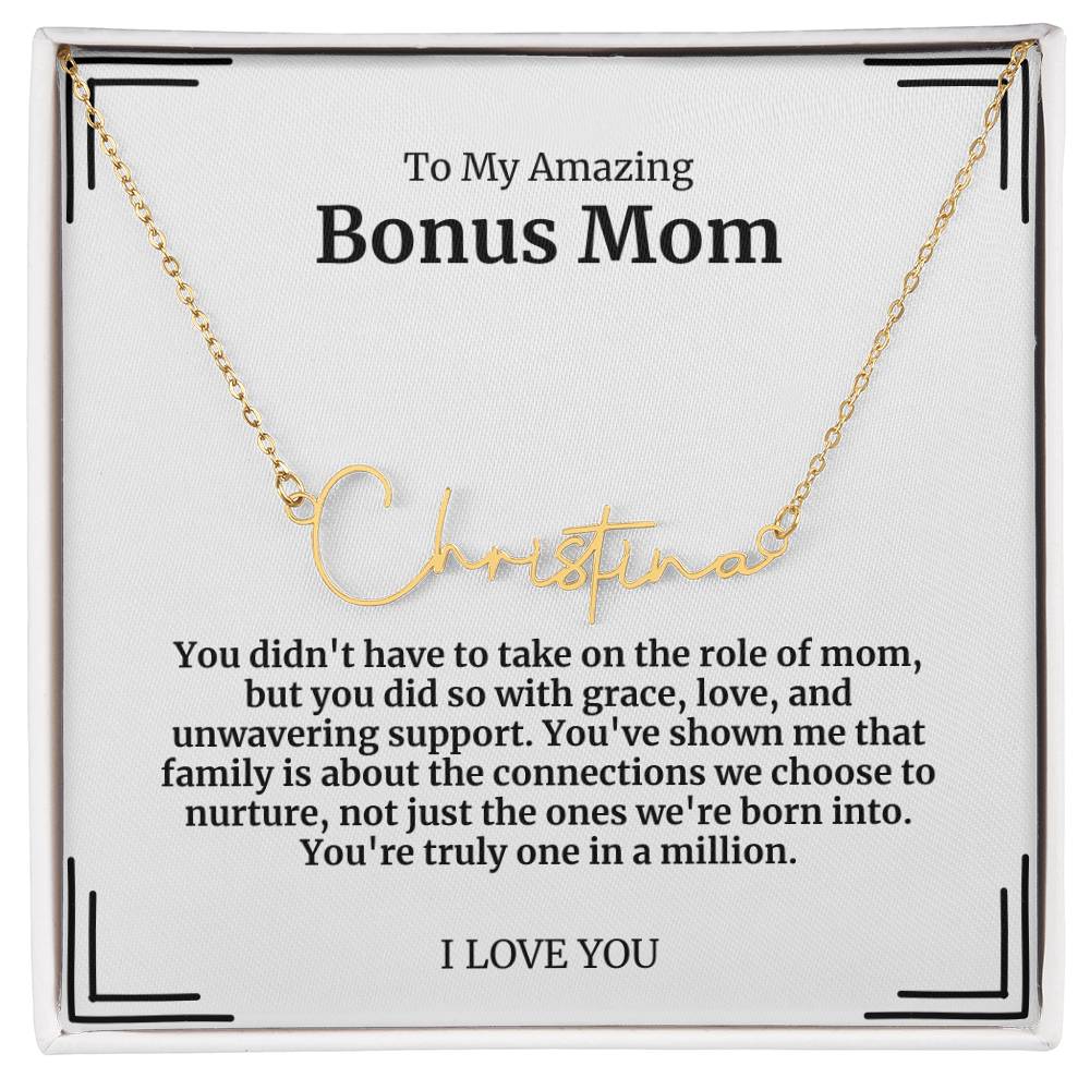 To My Amazing Bonus Mom Signature Necklace