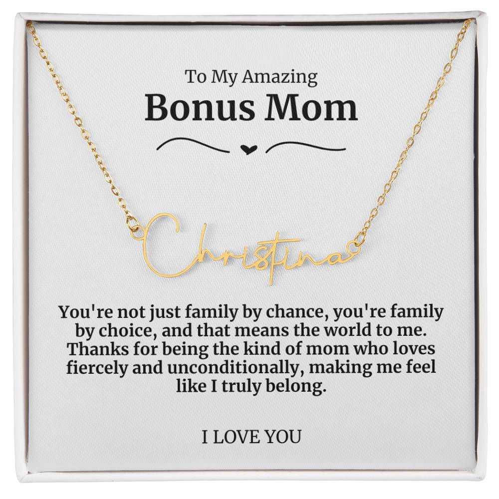 To My Amazing Bonus Mom Signature Necklace