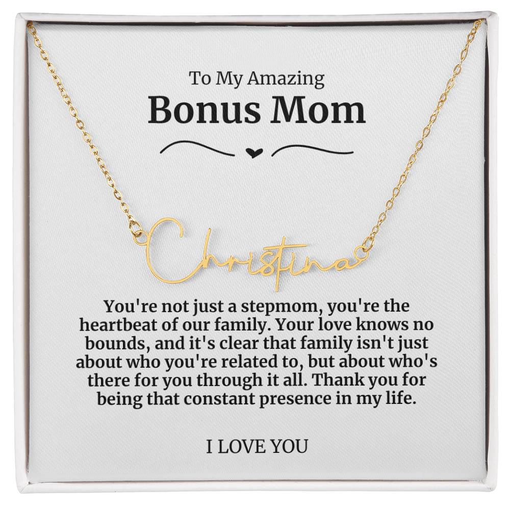 To My Amazing Bonus Mom Signature Necklace