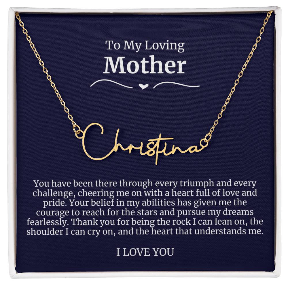 To My Loving Mother Script Name Necklace