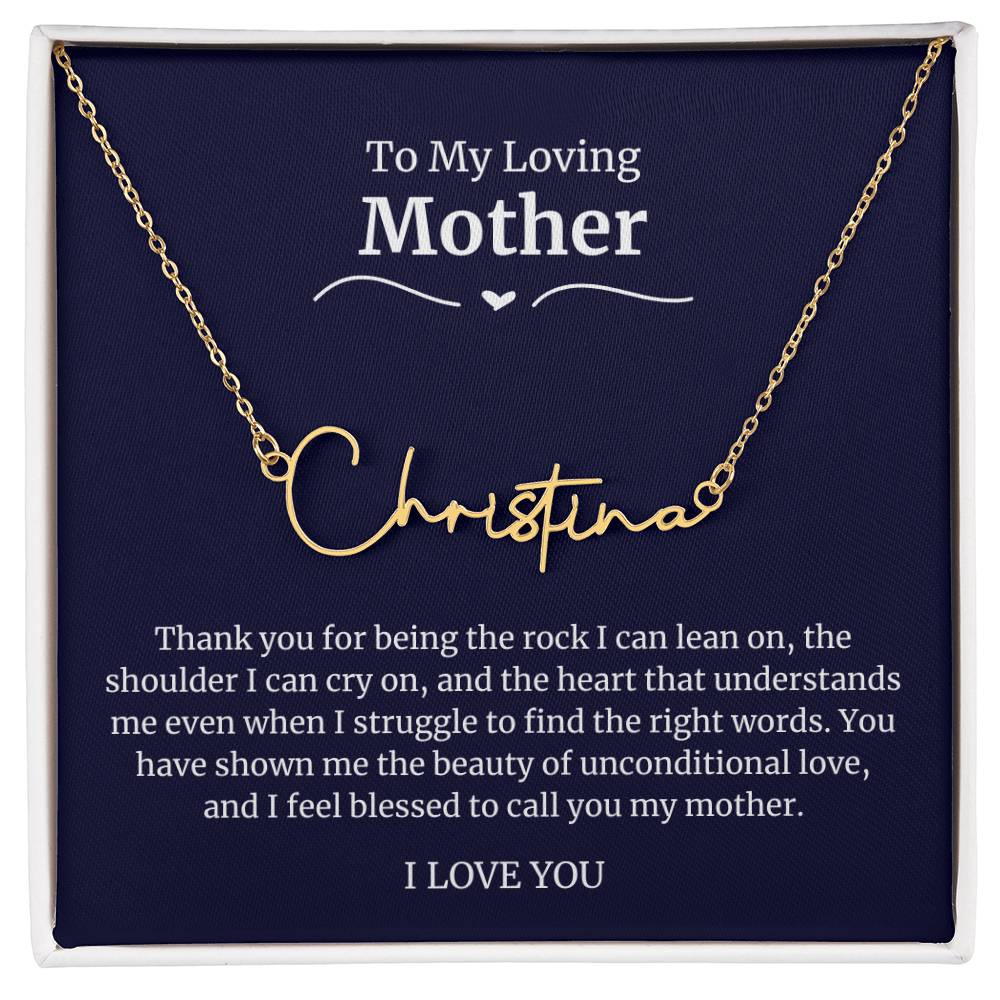 To My Loving Mother Script Name Necklace