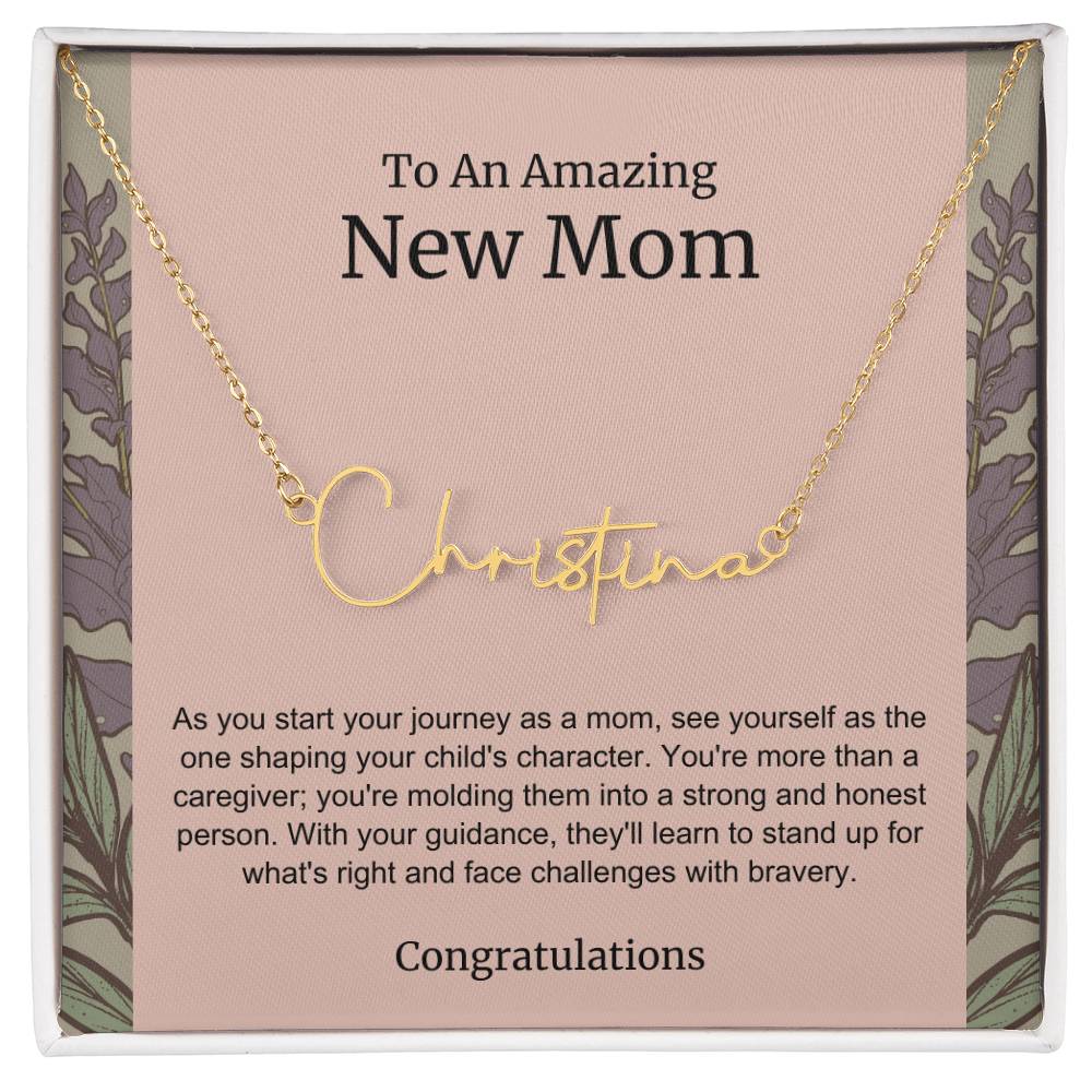 To An Amazing New Mom Personalized Script Name Necklace