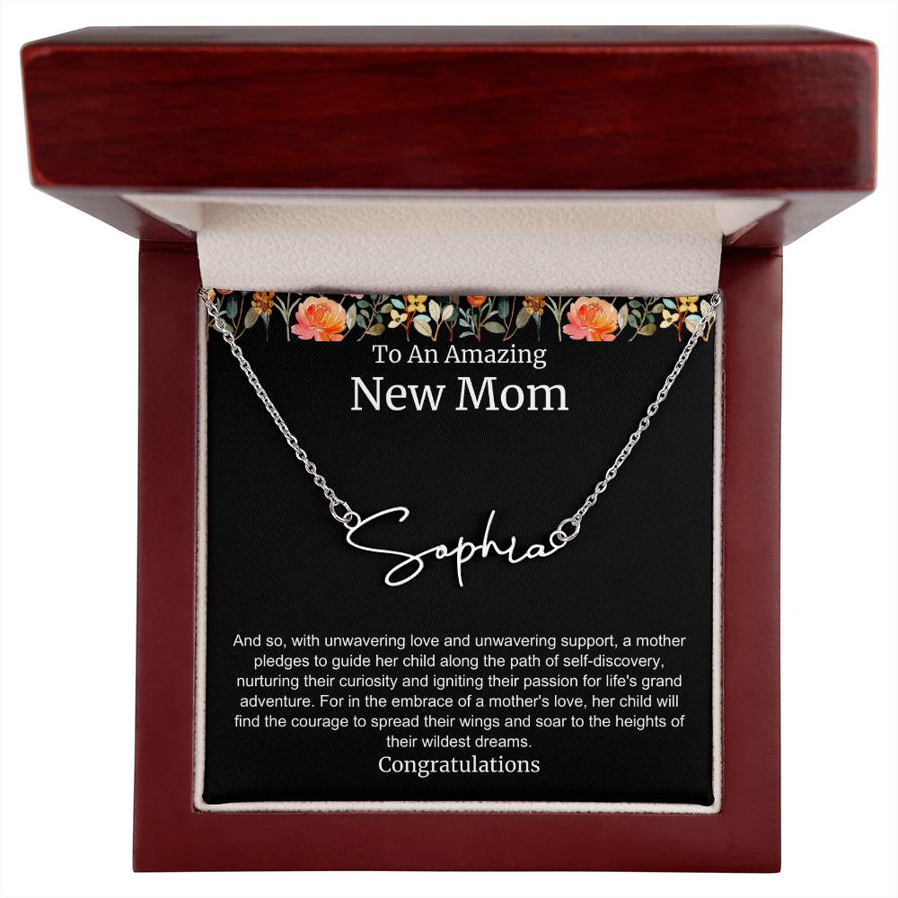 To An Amazing New Mom Personalized Script Name Necklace