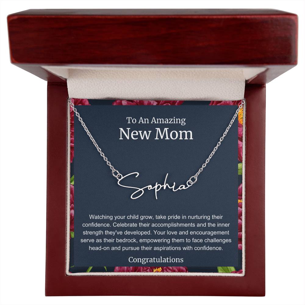 To An Amazing New Mom Personalized Script Name Necklace