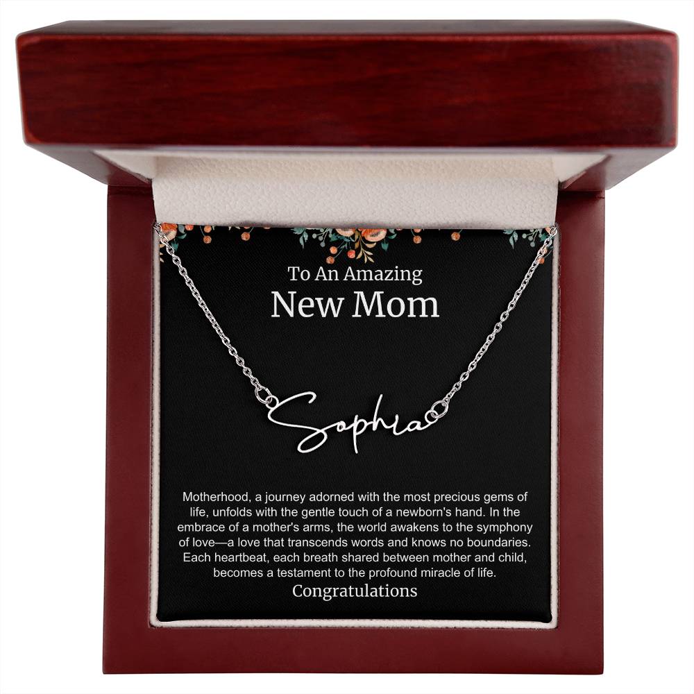 To An Amazing New Mom Personalized Script Name Necklace