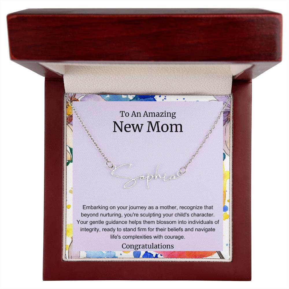 To An Amazing New Mom Personalized Script Name Necklace