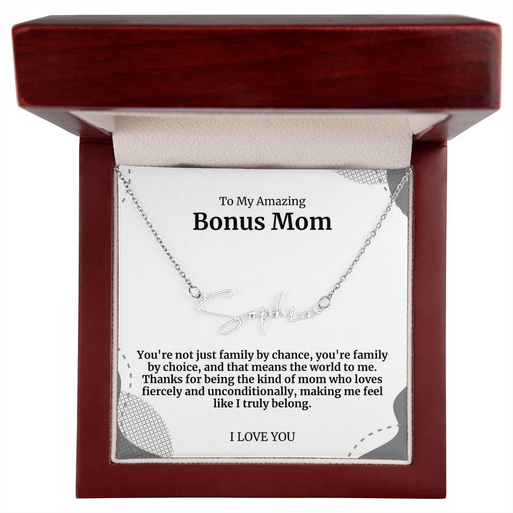 To My Amazing Bonus Mom Signature Necklace