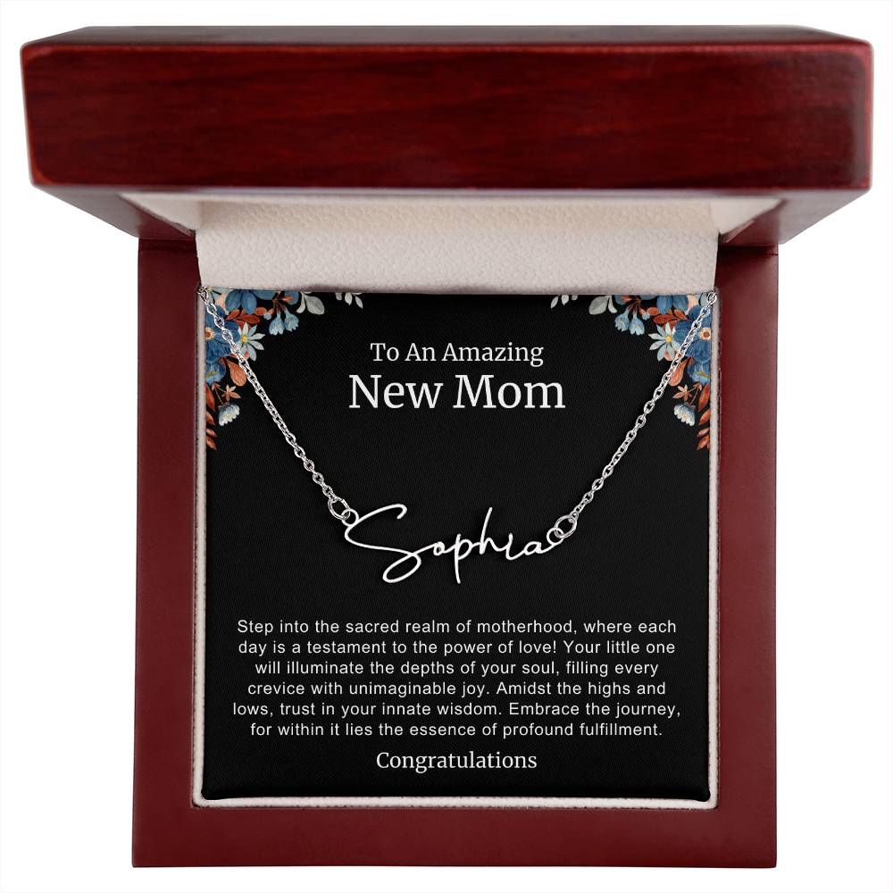 To An Amazing New Mom Personalized Script Name Necklace