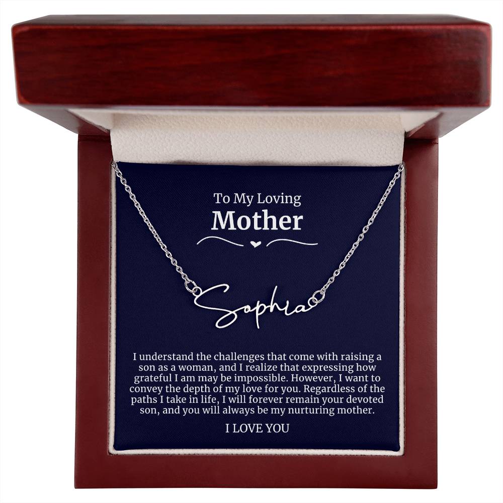 To My Loving Mother Script Name Necklace