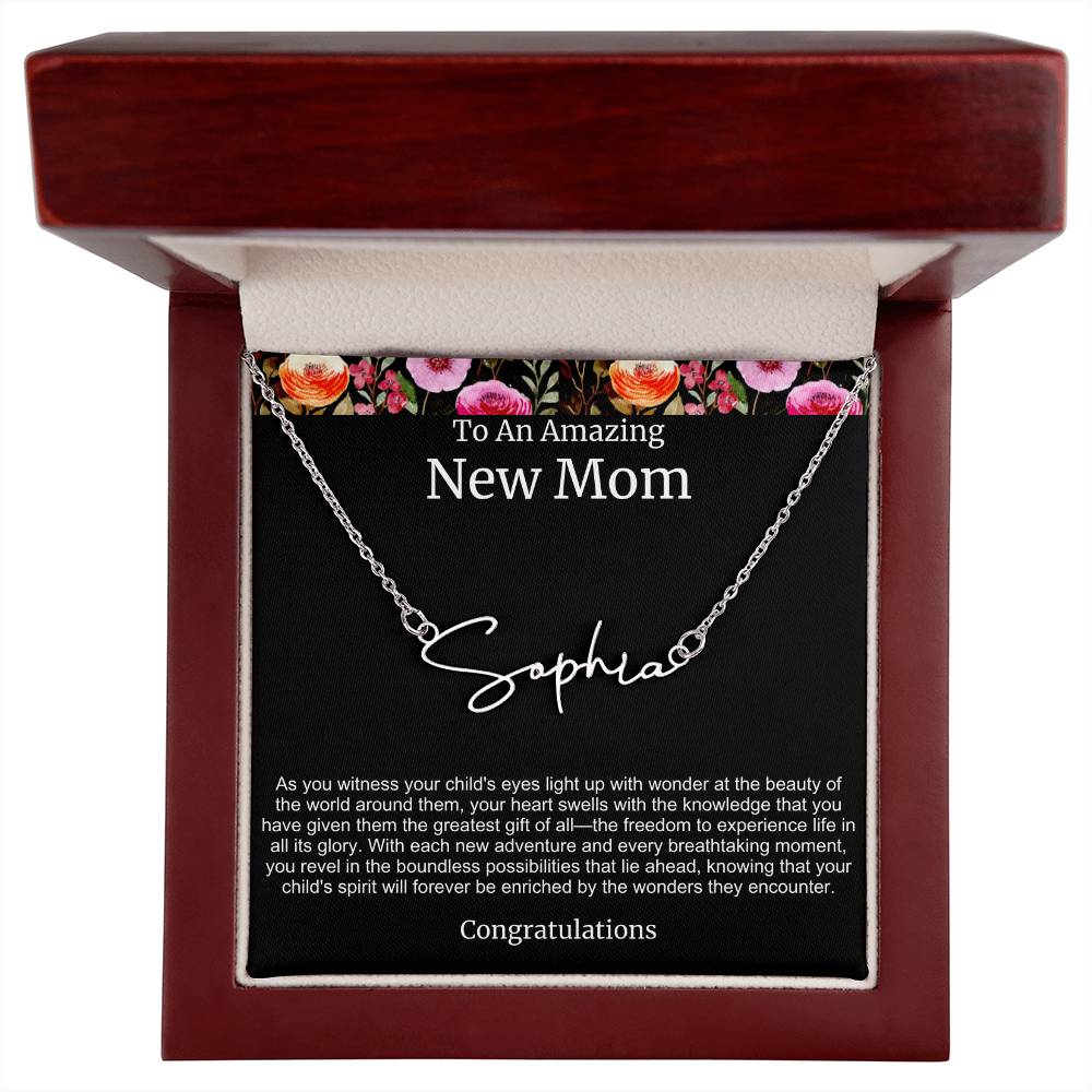 To An Amazing New Mom Personalized Script Name Necklace