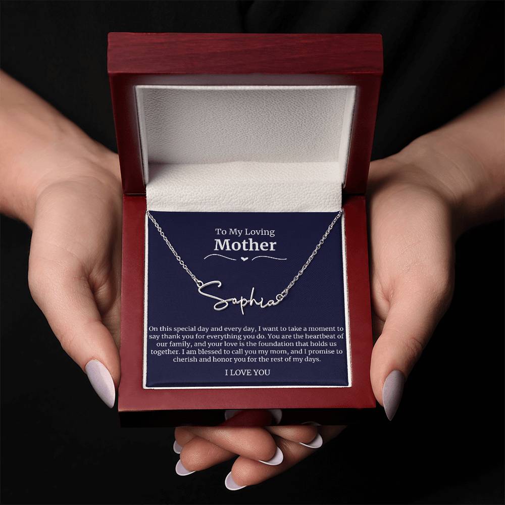 To My Loving Mother Script Name Necklace