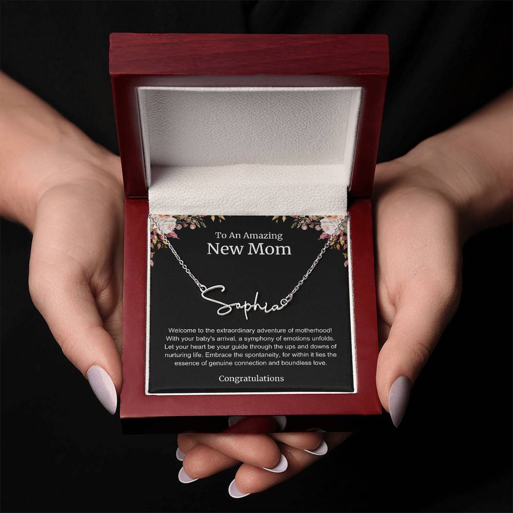 To An Amazing New Mom Personalized Script Name Necklace