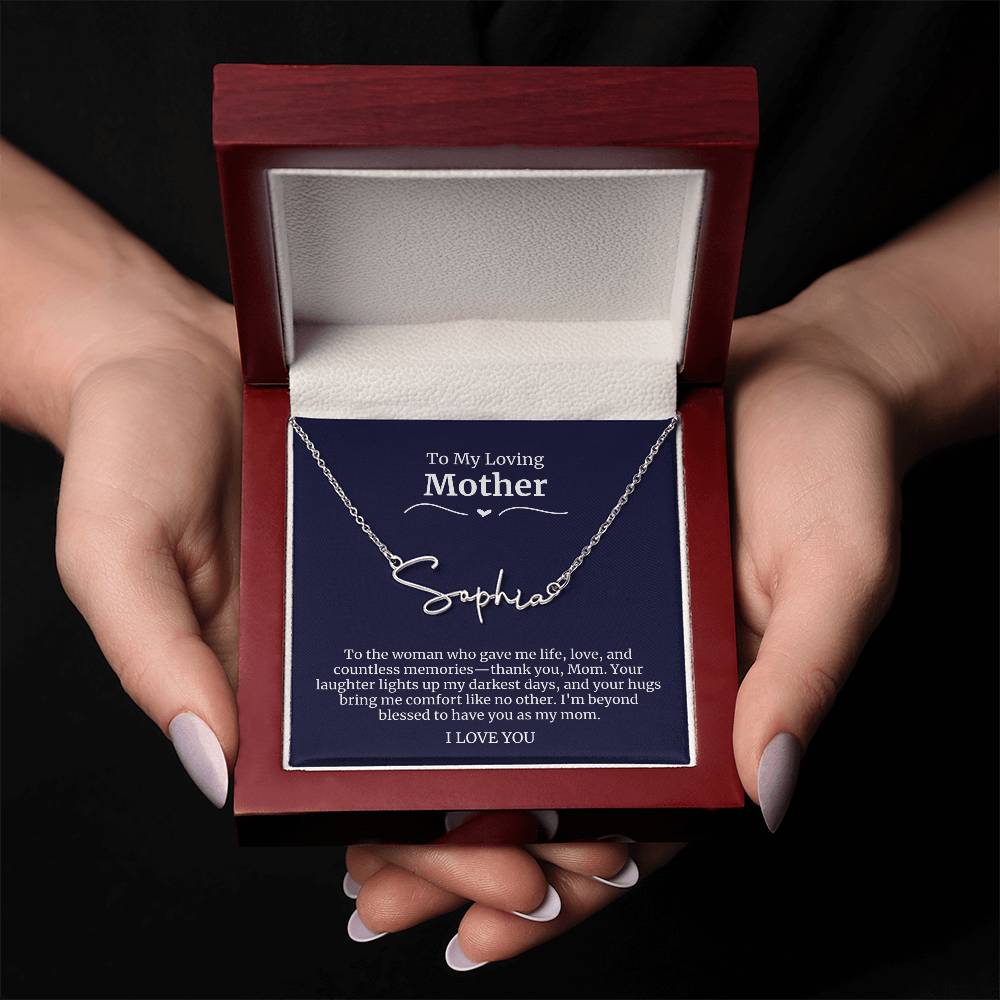 To My Loving Mother Script Name Necklace