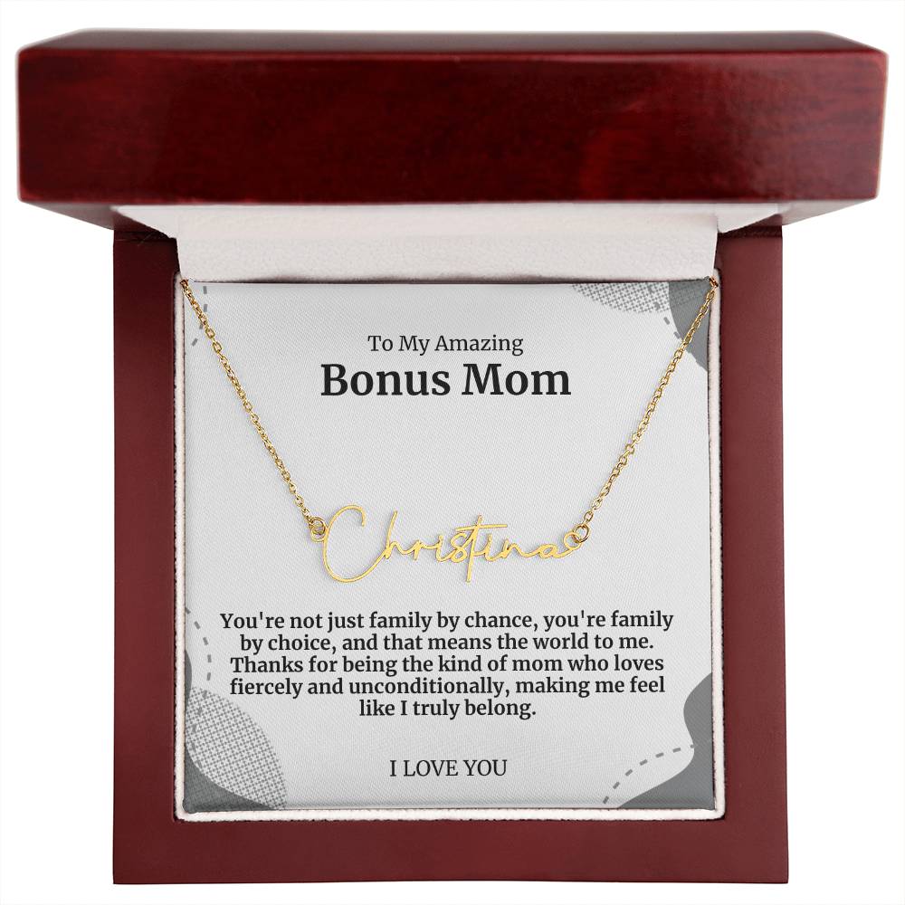 To My Amazing Bonus Mom Signature Necklace