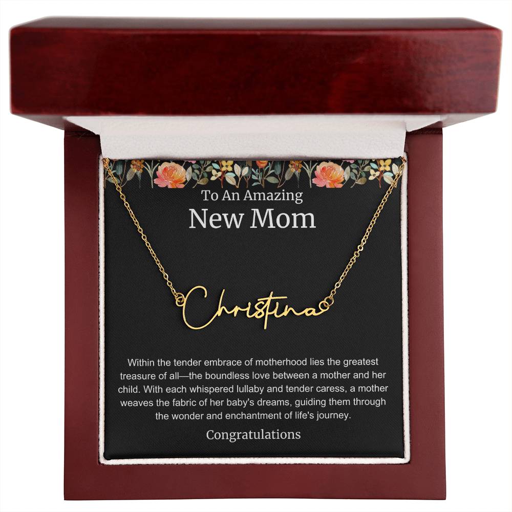 To An Amazing New Mom Personalized Script Name Necklace